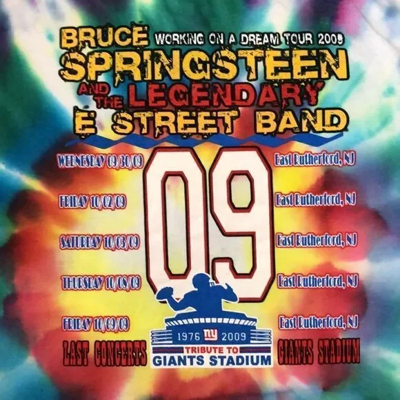 Bruce Springstein Vintage Tye-Die Working on a Dream Tour 2009 Tee2-sidedL